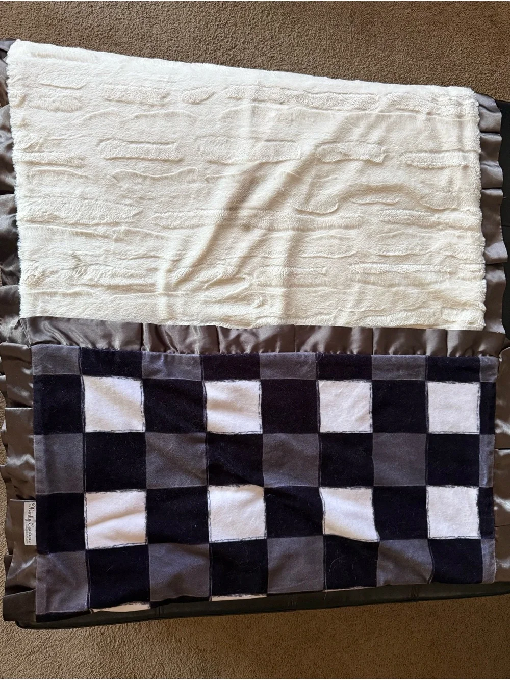 Minky Couture Black, White & Gray Checkerboard Throw
